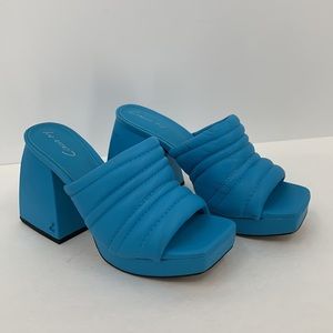 Circus Sam Edelman Marlie platform slide sandal shoe chunky quilted blue 6